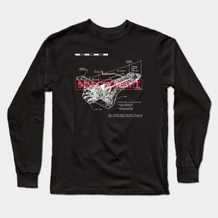 Retro Spacecraft Blueprint Long Sleeve T-Shirt